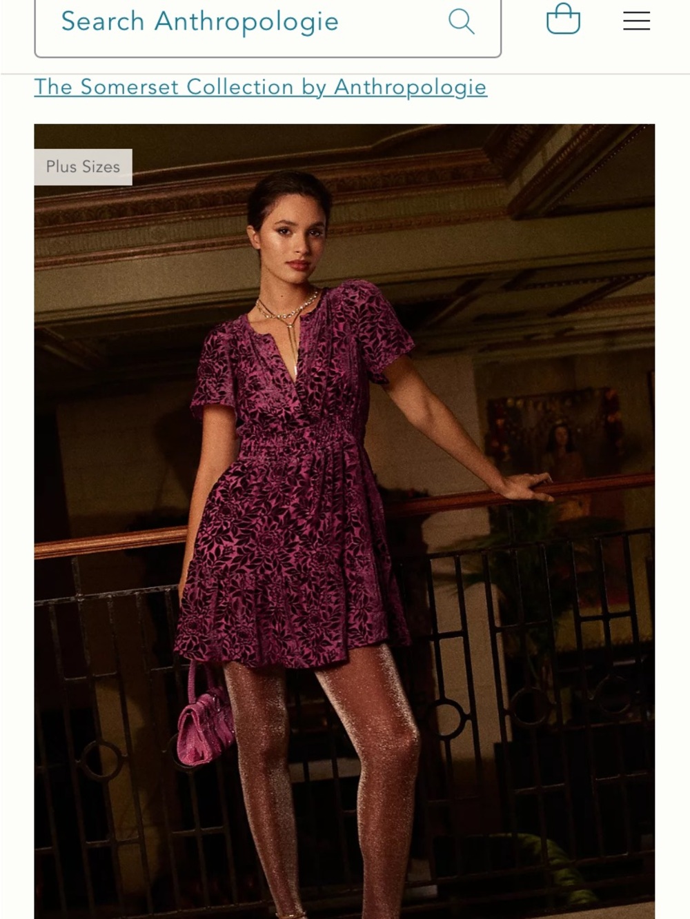 Anthropologie The Somerset Mini Dress: Velvet Edition